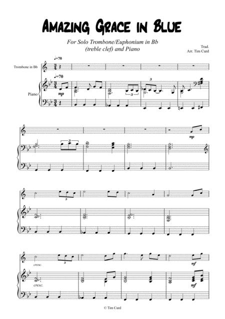 Amazing Grace In Blue For Trombone Euphonium In Bb Treble Clef And Piano Page 2