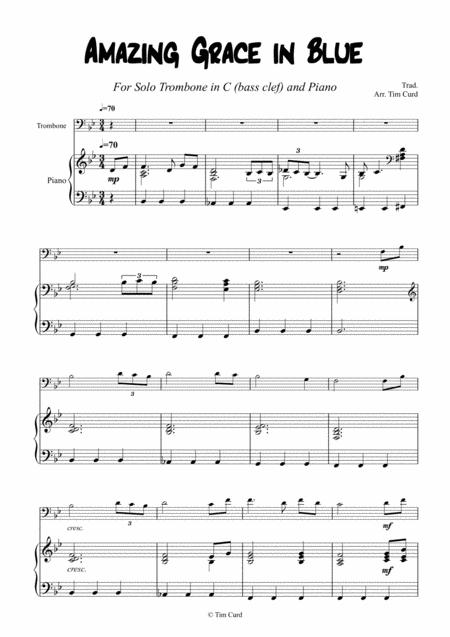 Amazing Grace In Blue For Trombone In C Bass Clef And Piano Page 2