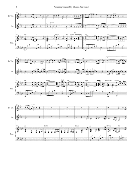 Amazing Grace My Chains Are Gone Duet For Bb Trumpet French Horn Page 2