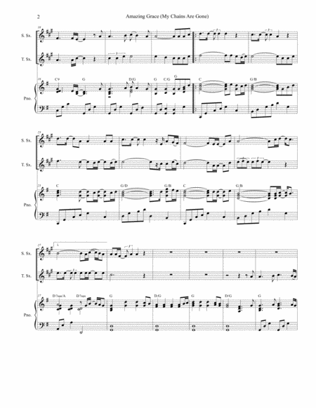 Amazing Grace My Chains Are Gone Duet For Soprano Tenor Saxophone Page 2