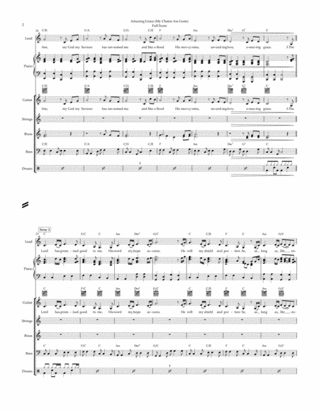 Amazing Grace My Chains Are Gone For Worship Band All Parts For Lead Piano Guitar 2 Part Brass Strings Bass Drums Page 2