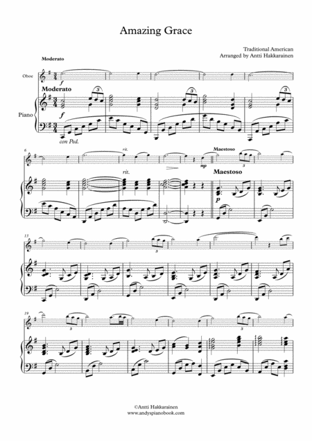 Amazing Grace Oboe Piano Page 2