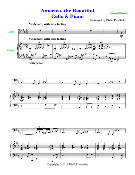 America The Beautiful For Cello And Piano Page 2