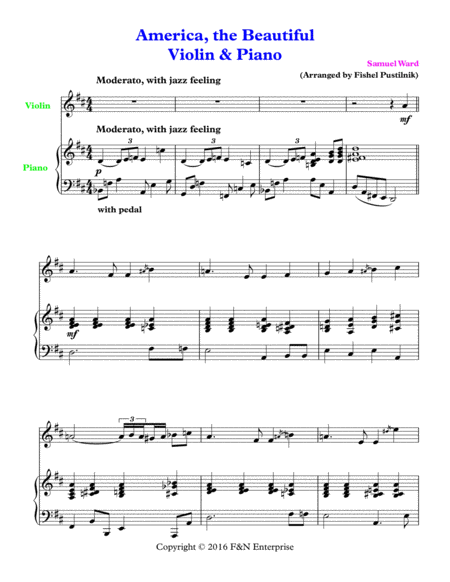 America The Beautiful For Violin And Piano Page 2