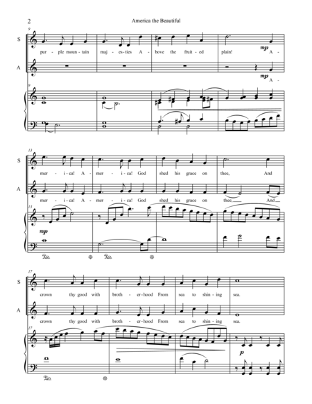 America The Beautiful Satb Choir And Piano Page 2