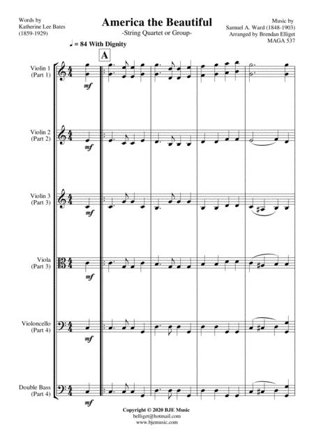 America The Beautiful String Quartet Or Group Score And Parts Pdf Page 2