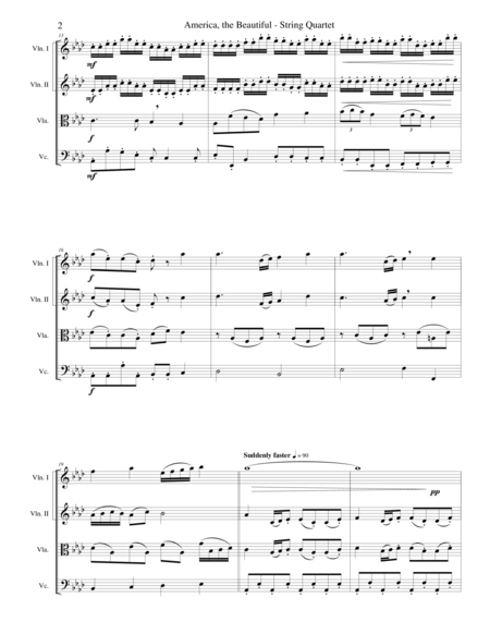 America The Beautiful String Quartet Score And Parts Page 2