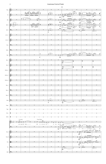 Americana Festival Finale Featuring Simple Gifts Shenandoah For Combined Orchestra Concert Band Choir Score Parts Page 2