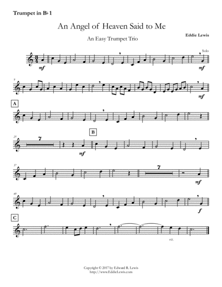 An Angel From Heaven Said To Me Easy Trumpet Trio Eddie Lewis Page 2