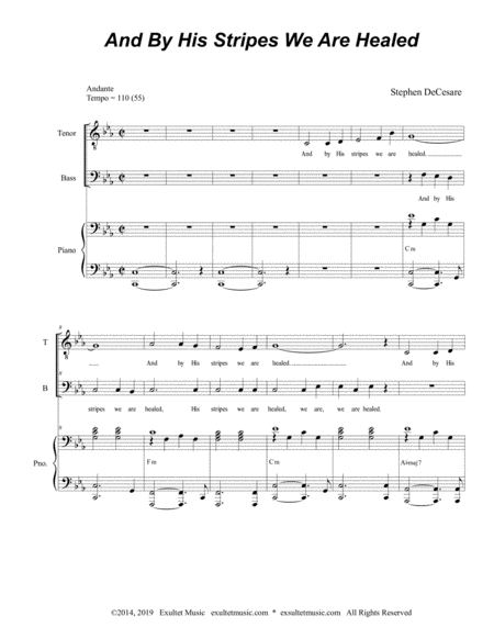 And By His Stripes We Are Healed Duet For Tenor And Bass Solo Page 2