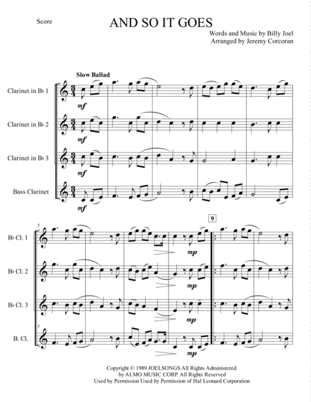 And So It Goes For Clarinet Quartet Page 2