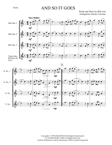 And So It Goes For Saxophone Trio Aaa Or Aat Page 2