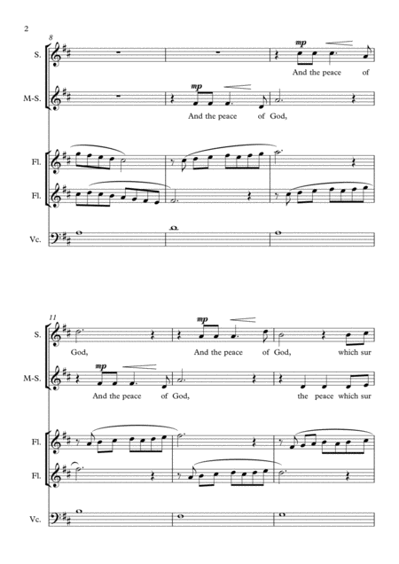 And The Peace Of God For Soprano Alto Two Flutes And Cello Page 2