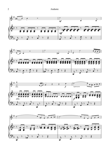 Andante From Elvira Madigan Abridged For Clarinet In Bb And Piano Page 2