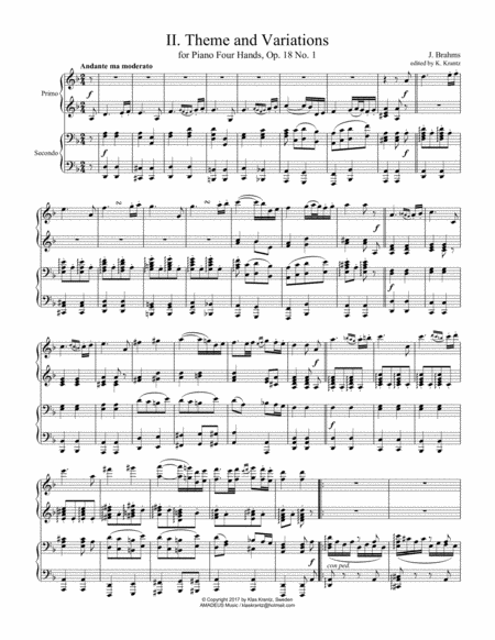 Andante Op 18 Theme And Variations For Piano 4 Hands Page 2