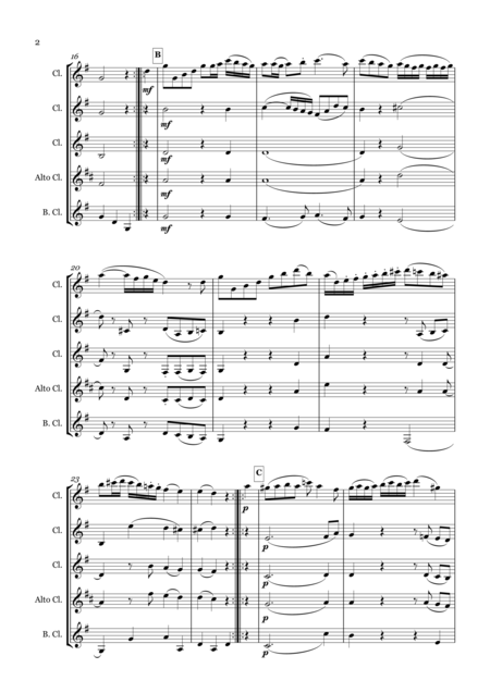 Andantino From Flute Quartet K298 Arranged For Clarinet Quartet Page 2