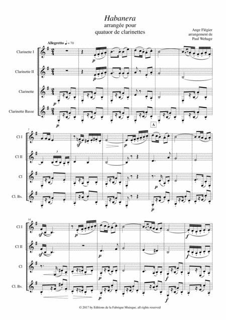 Ange Flgier Habanera Arranged For 3 Bb Clarinets And Bass Clarinet Page 2