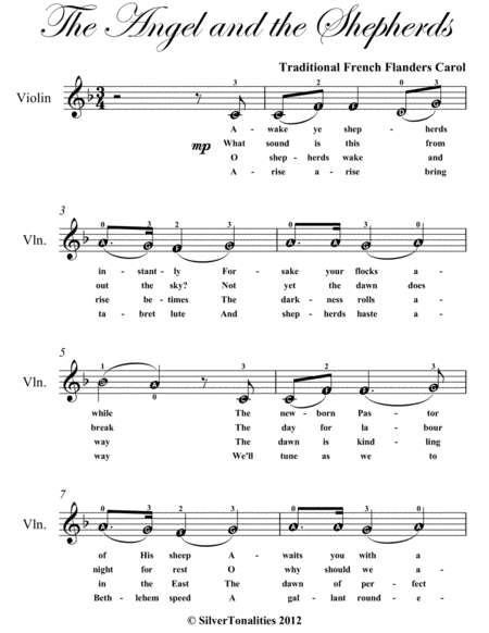 Angel And The Shepherds Easy Violin Sheet Music Page 2