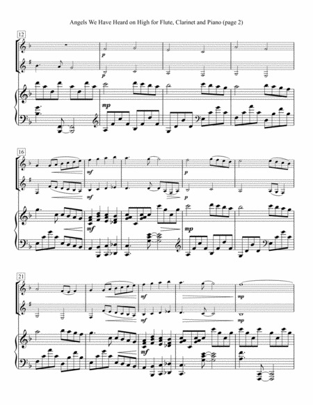 Angels We Have Heard On High For Flute Clarinet And Piano Page 2