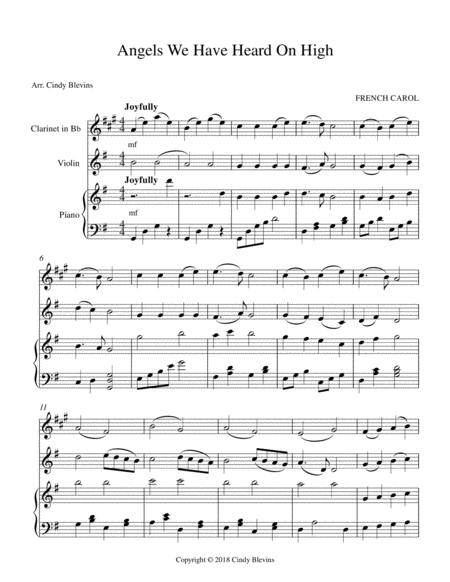 Angels We Have Heard On High For Piano Clarinet And Violin Page 2