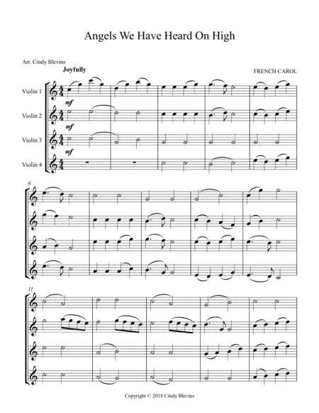 Angels We Have Heard On High For Violin Quartet Page 2