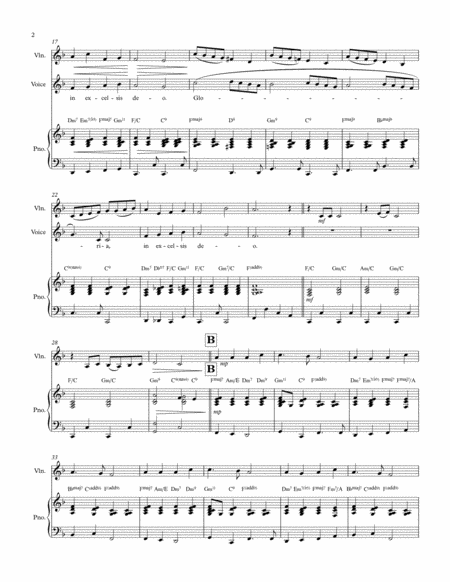 Angels We Have Heard On High For Vocal Solo With Violin And Piano Accompaniment Page 2