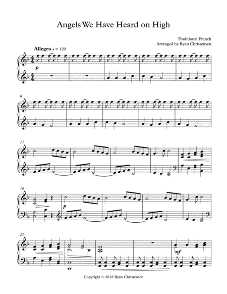 Angels We Have Heard On High Solo Piano Page 2