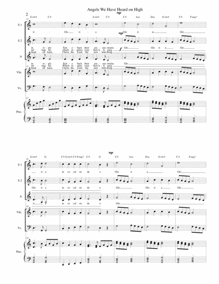 Angels We Have Heard On High Ssa Cello And Violin Page 2