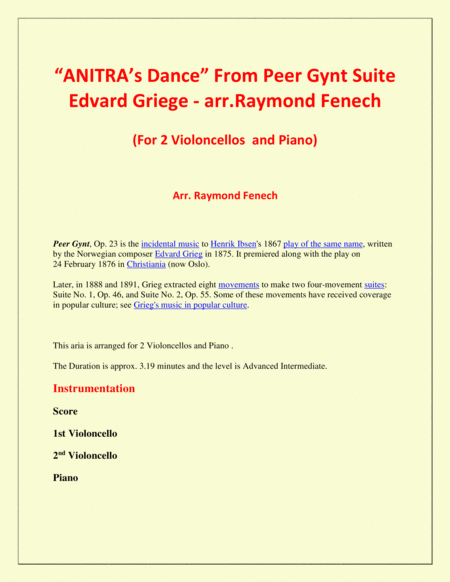 Anitras Dance From Peer Gynt 2 Violoncellos And Piano Page 2