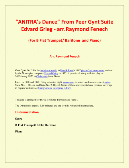 Anitras Dance From Peer Gynt B Flat Trumpet And Piano Page 2