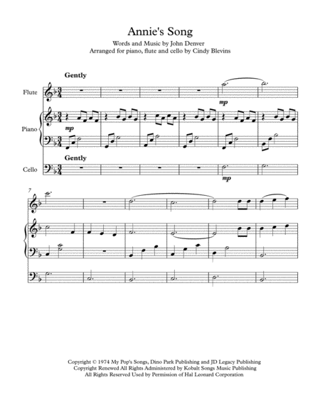 Annies Song Arranged For Piano Flute And Optional Cello Page 2