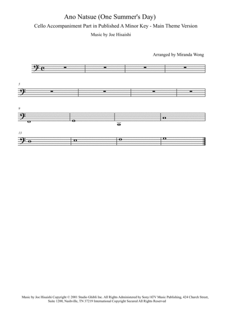 Ano Natsue One Summers Day Piano And Cello Accompaniment In Published A Minor Page 2