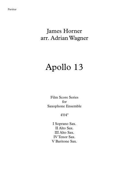 Apollo 13 James Horner Saxophone Quintet Arr Adrian Wagner Page 2