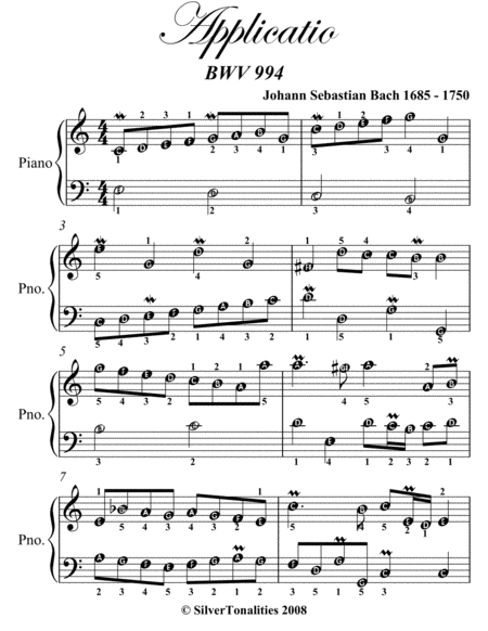 Applicatio Bwv 994 Easy Piano Sheet Music Page 2