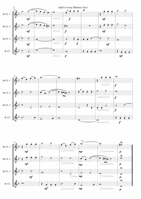 April Is In My Mistress Face For Clarinet Quartet 3 B Flats And 1 Bass Page 2