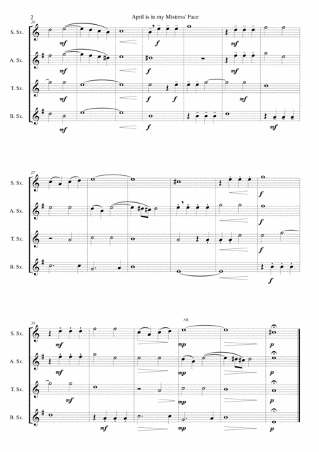 April Is In My Mistress Face For Saxophone Quartet Page 2