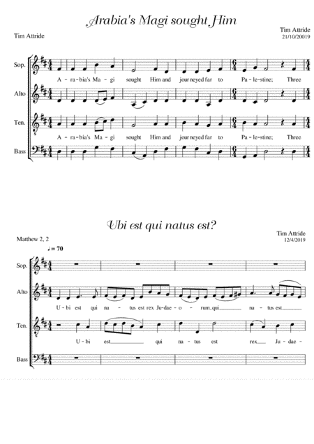 Arabias Magi Sought Him And Ubi Est Qui Natus Est Satb Page 2