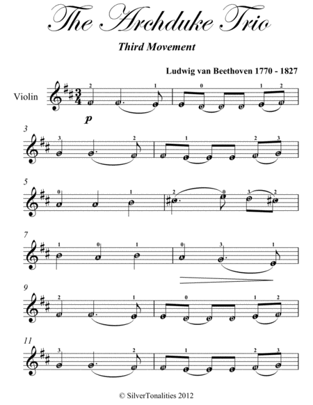 Archduke Trio Third Movement Easy Violin Sheet Music Page 2