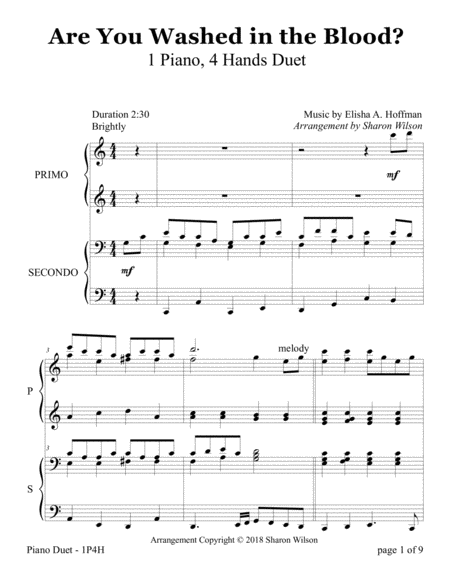 Are You Washed In The Blood 1 Piano 4 Hands Duet Page 2