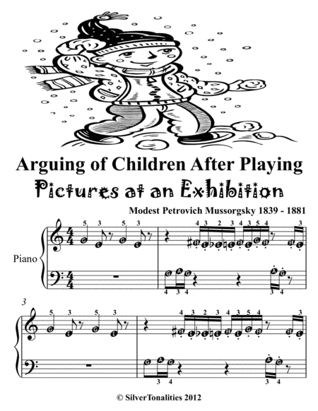 Arguing Of Children After Playing Pictures At An Exhibition Beginner Piano Sheet Music Tadpole Edition Page 2