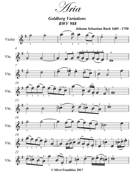 Aria Goldberg Variations Bwv 988 Easy Violin Sheet Music Page 2