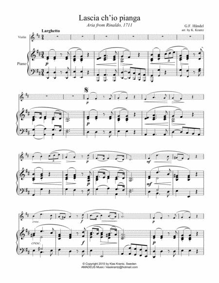 Aria Lascia Ch Io Pianga For Violin And Piano Page 2