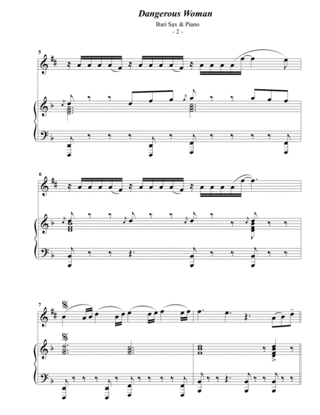 Ariana Grande Dangerous Woman For Baritone Sax Piano Page 2