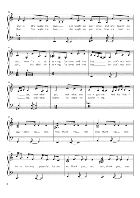 Ariana Grande Thank U Next Easy Piano Page 2