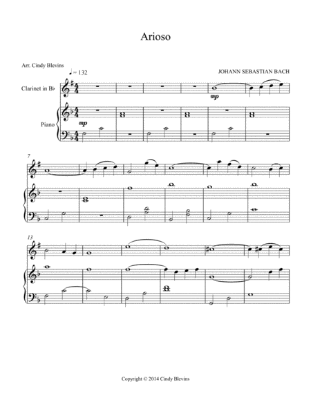 Arioso Arranged For Piano And Bb Clarinet From My Book Classic With A Side Of Nostalgia For Piano And Clarinet Page 2