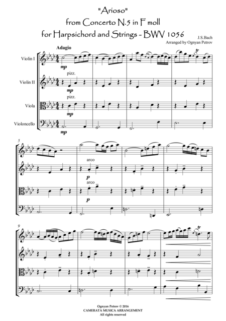 Arioso From Concerto N 5 In F Moll For Harpsichord Page 2