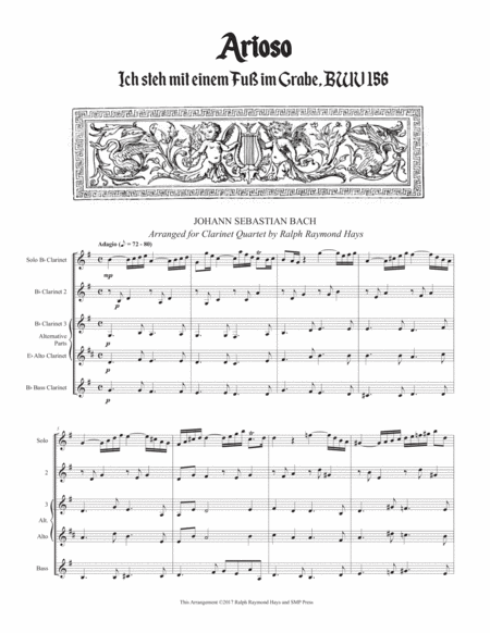 Arioso From Ich Steh Mit Einem Fu Im Grabe Bwv 156 For Clarinet Quartet With Principle Clarinet Solo Page 2