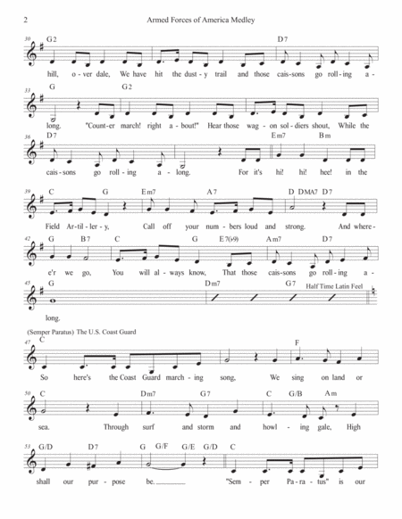 Armed Forces Of America Medley Vocal Lead Sheet G Page 2