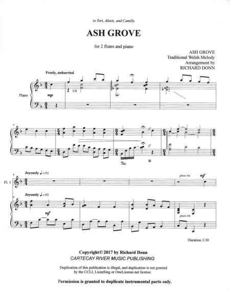 Ash Grove 2 Flutes And Piano Page 2