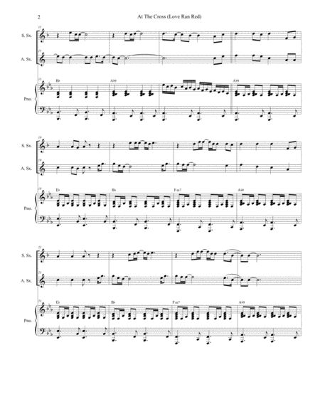 At The Cross Love Ran Red Duet For Soprano Alto Saxophone Page 2